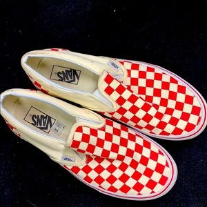 Almost New Red Checkered Slipon Vans